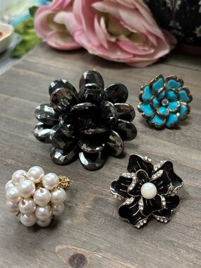4 Vintage Stretch Statement Rings